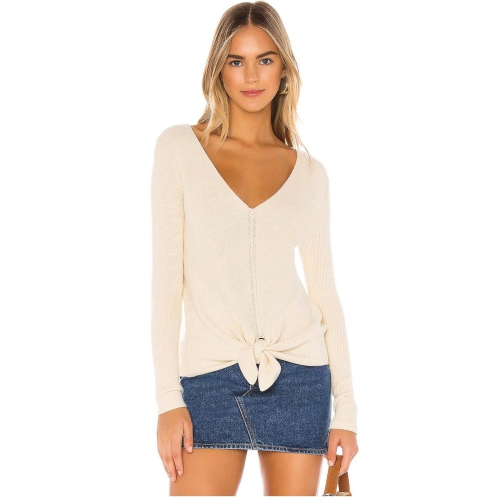 Revolve Privacy Please Elliot Tie Knot Front Sweater in Ivory - Size Small